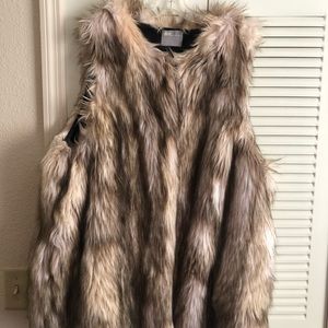 Plus Size Long Line Faux Fur Vest